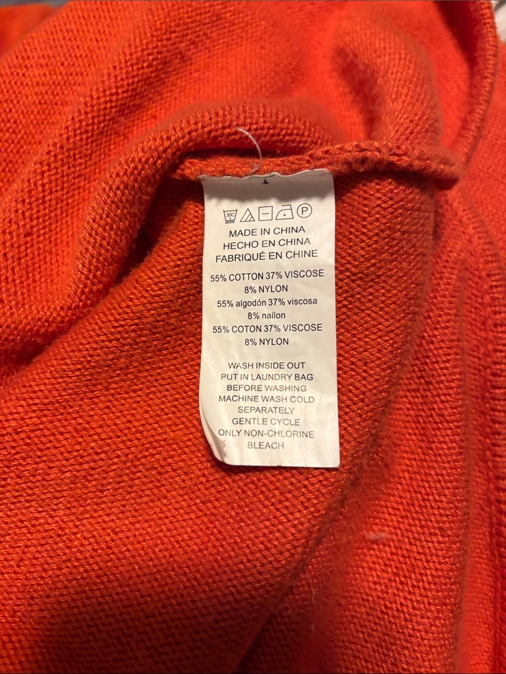 Women's Oversized Orange Knit Sweater - Picture 4 of 4